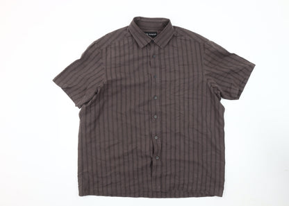 Marks and Spencer Men's Grey XL Striped Button-Up Shirt