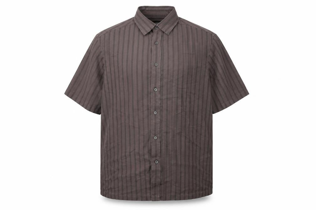 Marks and Spencer Men's Grey XL Striped Button-Up Shirt