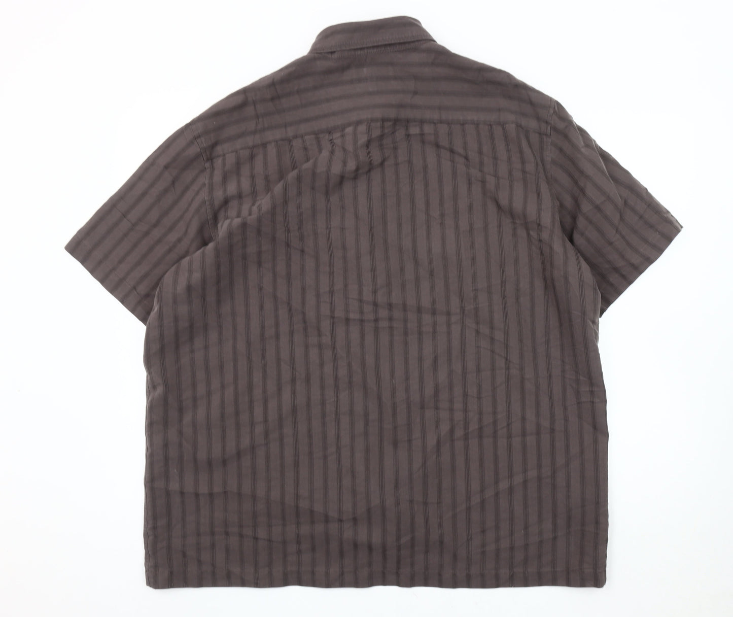 Marks and Spencer Men's Grey XL Striped Button-Up Shirt