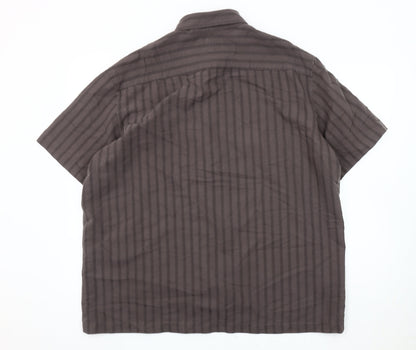 Marks and Spencer Men's Grey XL Striped Button-Up Shirt