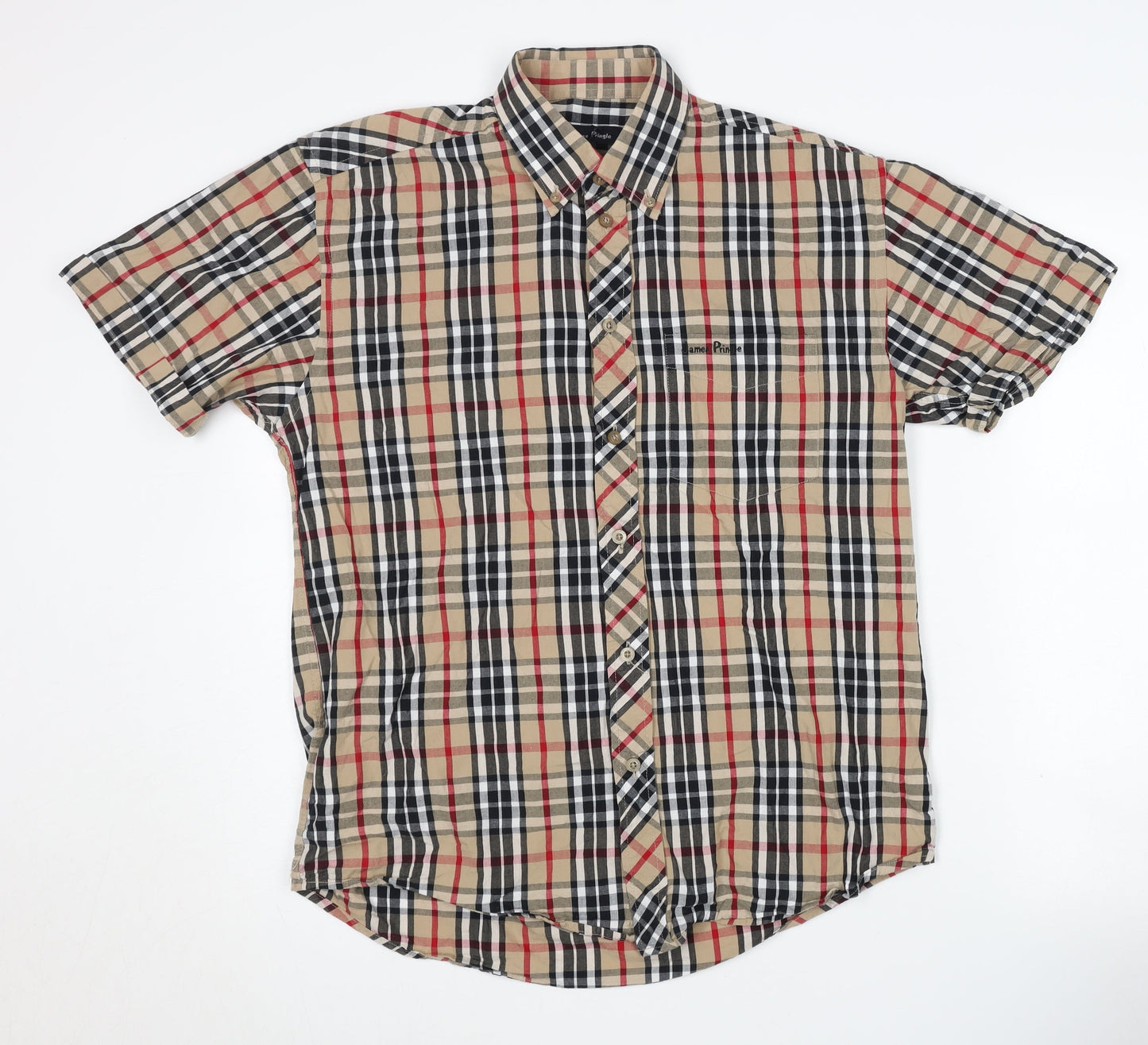 James Pringle Beige Check Button-Up Men's Shirt Size S