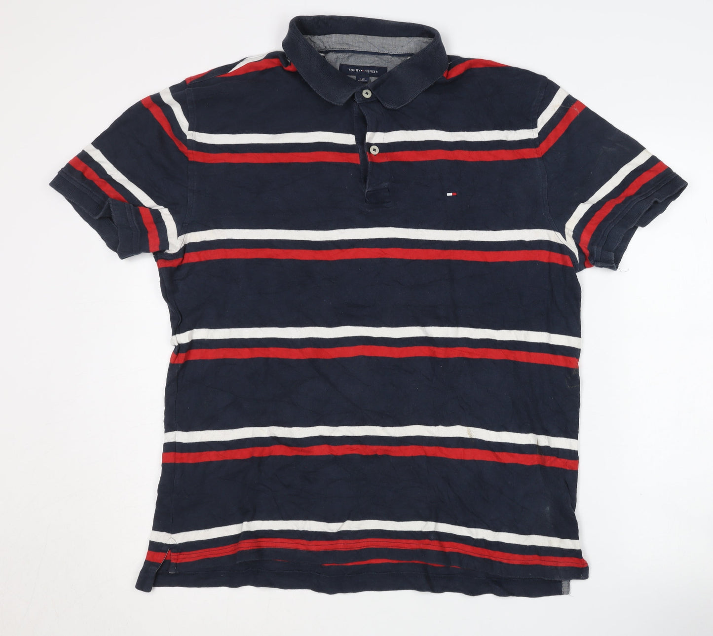 Tommy Hilfiger Men's L Blue Striped Polo