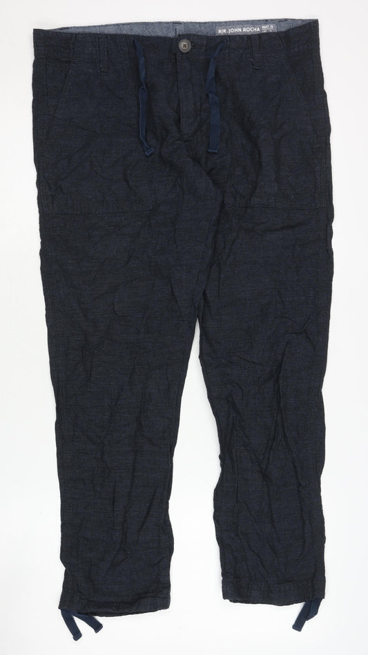 Unisex Adultss UK Size S RJR John Rocha Regular Fit Cargo Blue Trousers
