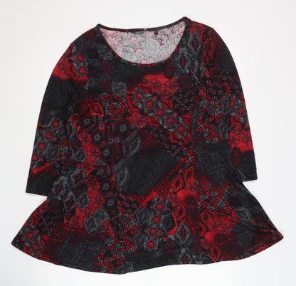 Isle Collection Women's Red Pullover Geometric Jumper Size 16