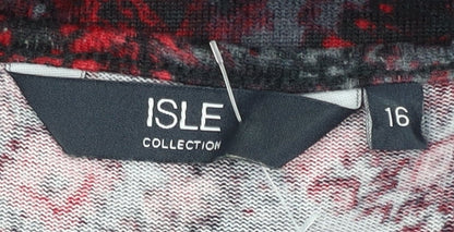 Isle Collection Women's Red Pullover Geometric Jumper Size 16