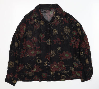 Naughty Women's Black Floral Embroidered Blouse, Size 12