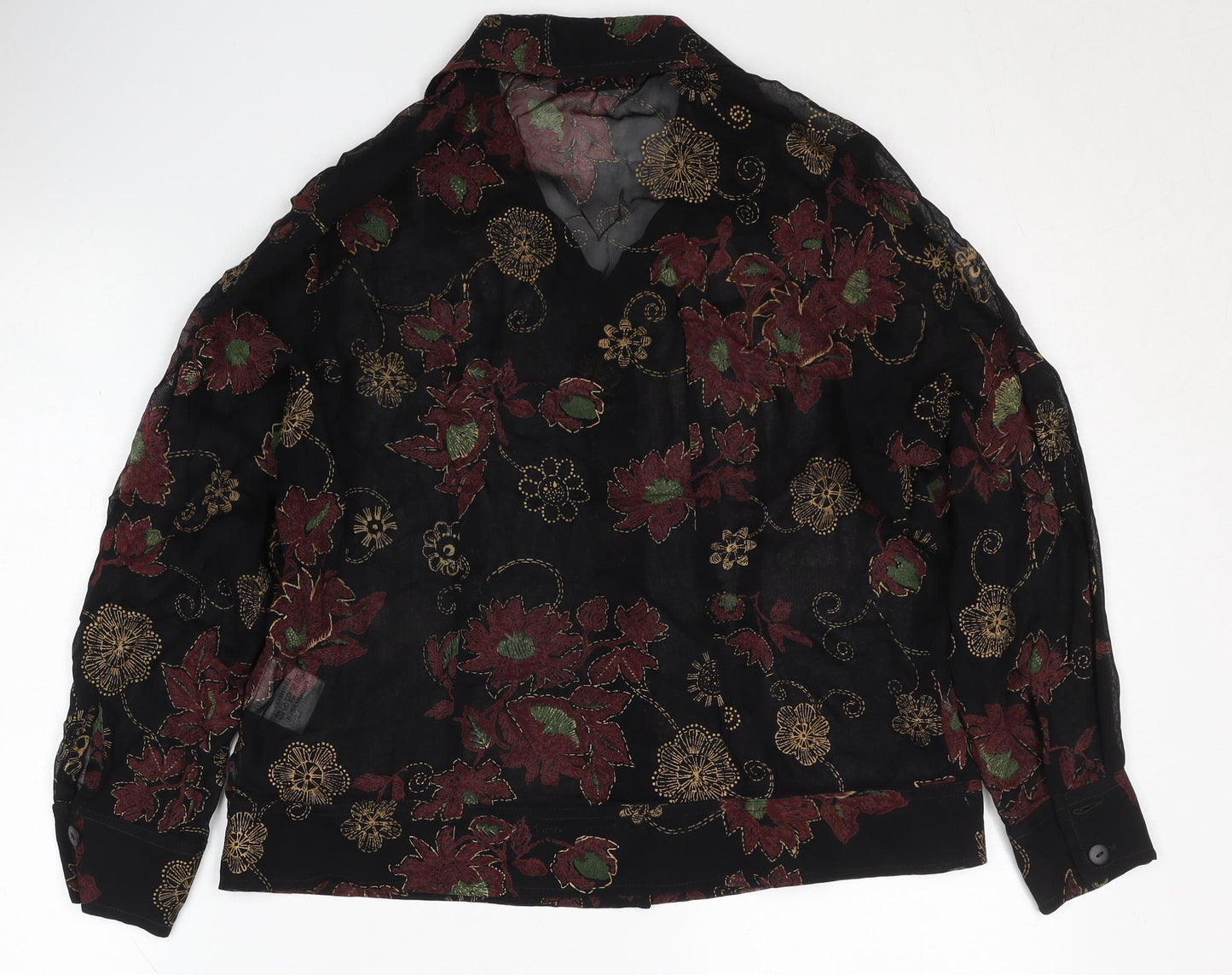 Naughty Women's Black Floral Embroidered Blouse, Size 12
