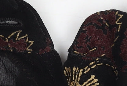 Naughty Women's Black Floral Embroidered Blouse, Size 12