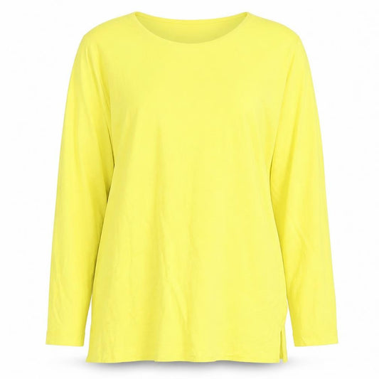 Front view of Jaeger Women's Yellow XL Long Sleeve Basic T-Shirt