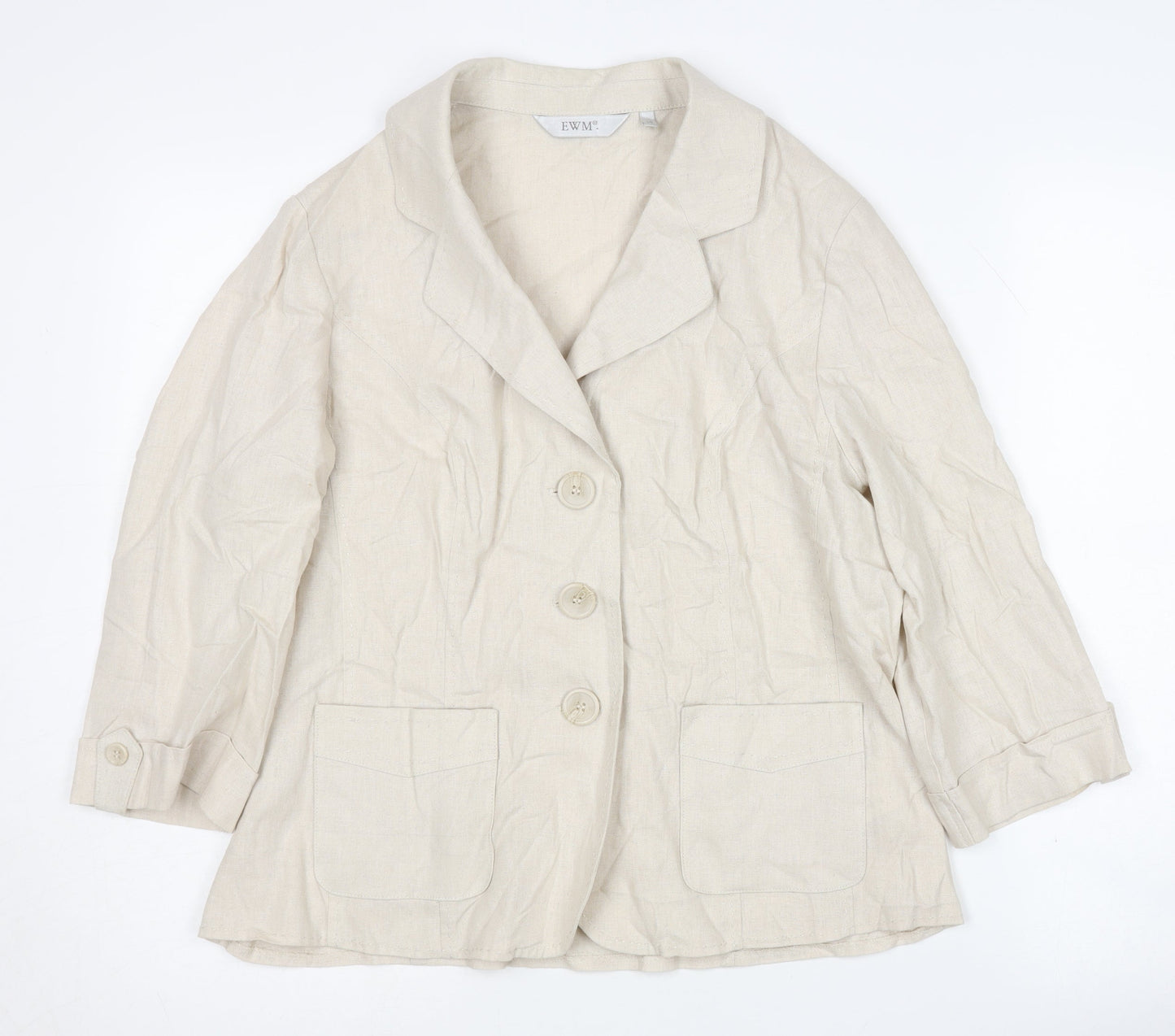 EWM Women's Beige Classic Blazer, Size 14