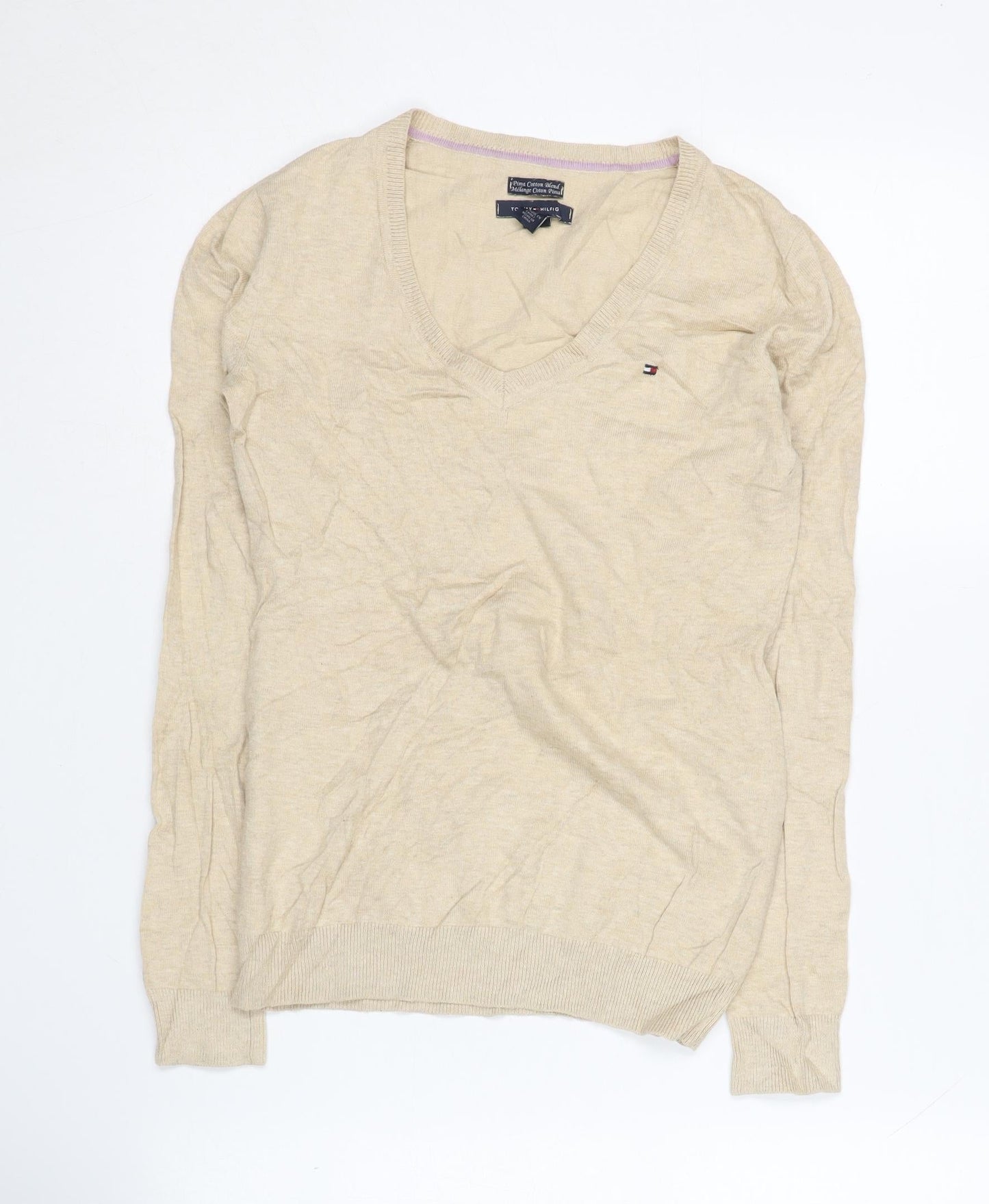 Womens UK Size XS Tommy Hilfiger Beige Pullover Jumper