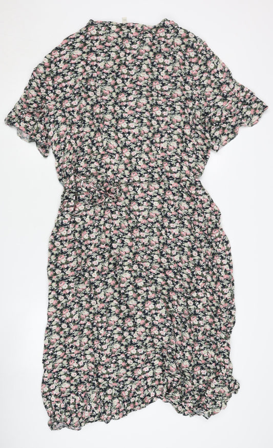 Oasis Women's Multicoloured Floral Dress Size 18