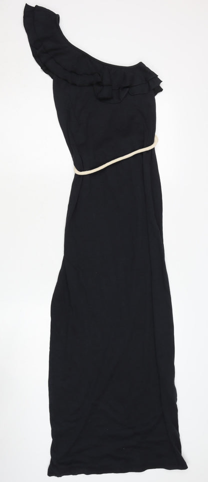 edc Women's Black Long One Shoulder Dress XS