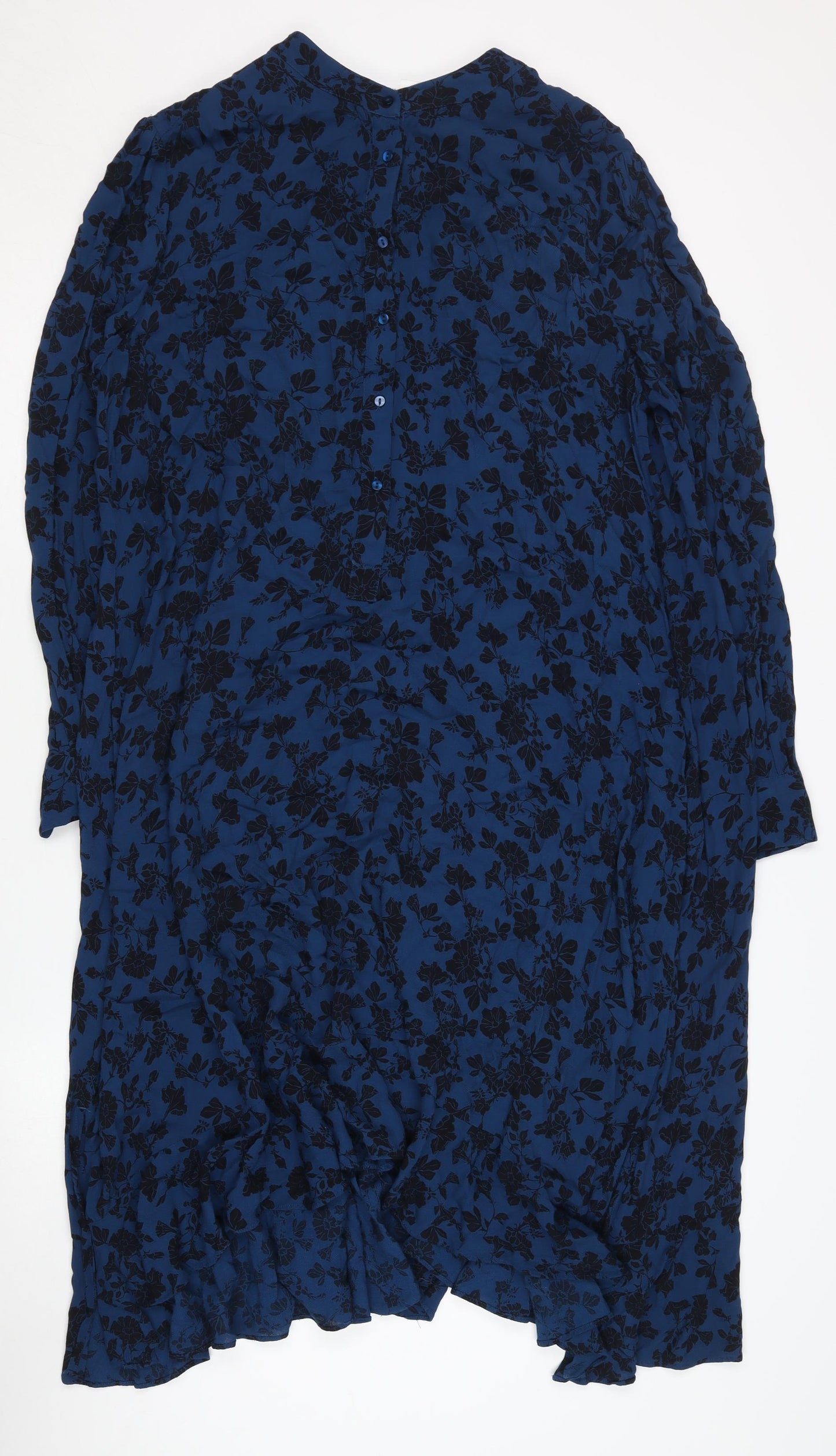 AND/OR Women's Blue Floral Long Sleeve Dress