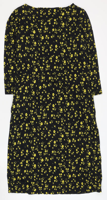 Boden Women's Black Floral Cotton Dress Size 12