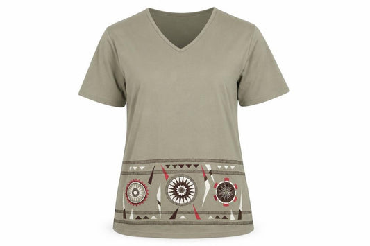 I.B. Diffusion Women's Green V-Neck Aztec T-Shirt S