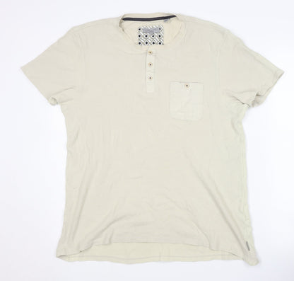 Ted Baker Beige Henley T-Shirt, Men's L, Short Sleeve
