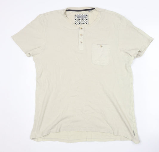 Ted Baker Beige Henley T-Shirt, Men's L, Short Sleeve