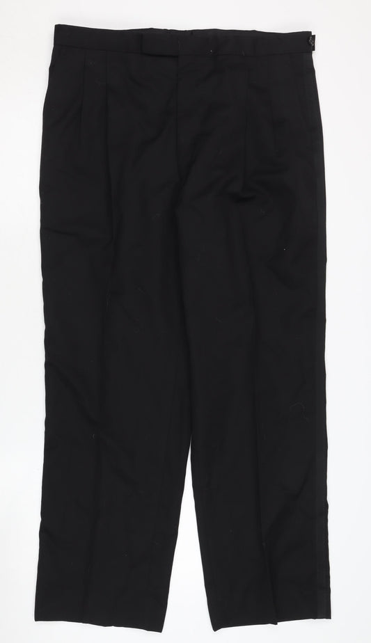 Austin Reed Men's Black Wool Formal Trousers L