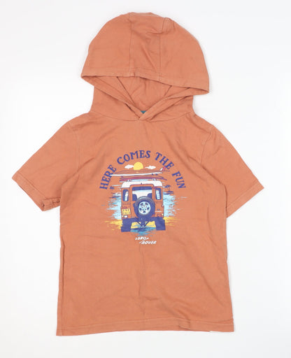 FatFace Boys Orange Hoodie, Size 8-9 Years, Graphic Print