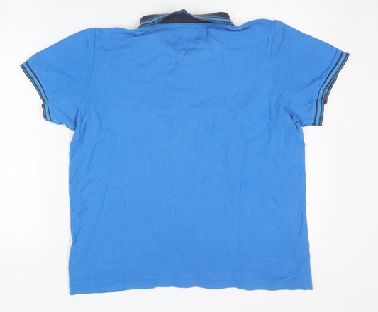 Kangol Men's Blue Polo Shirt - Large, Cotton, Short Sleeve