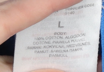 Kangol Men's Blue Polo Shirt - Large, Cotton, Short Sleeve