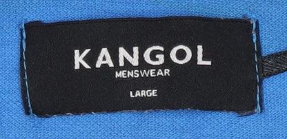 Kangol Men's Blue Polo Shirt - Large, Cotton, Short Sleeve