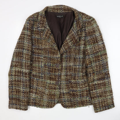 Patrick Paris Women's Brown Plaid Bouclé Blazer Size 16