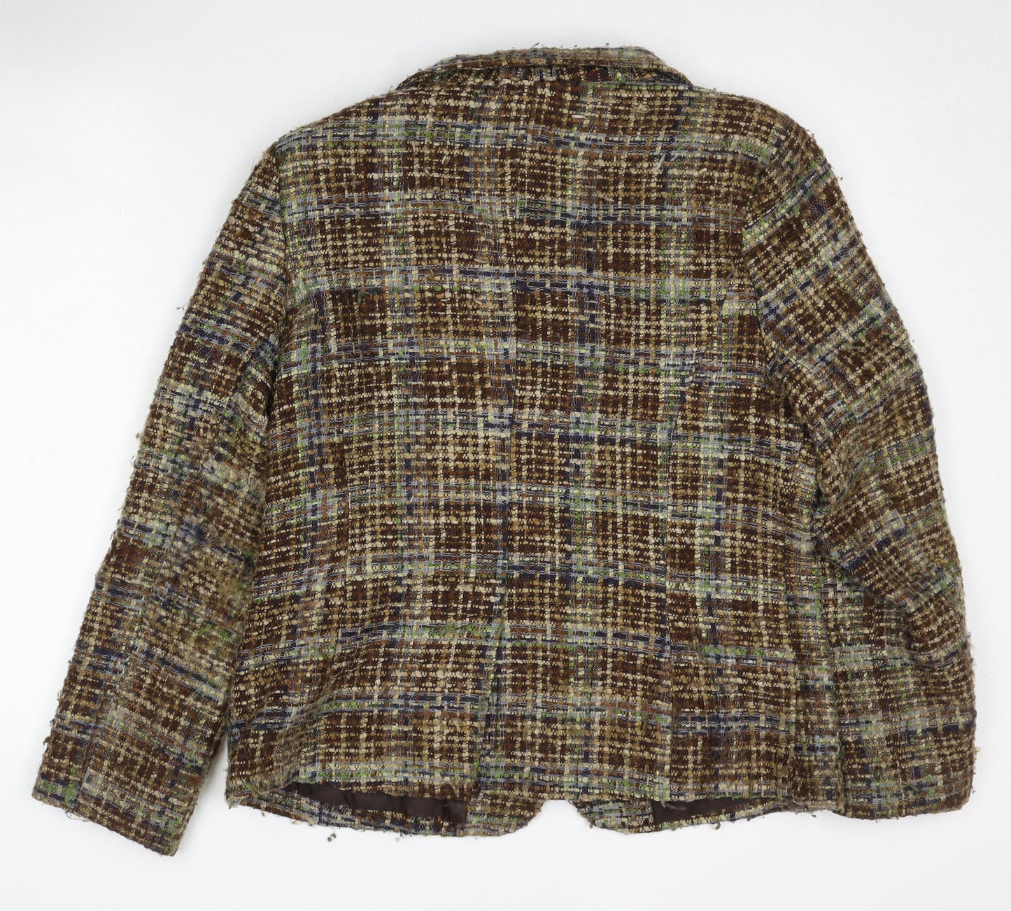 Patrick Paris Women's Brown Plaid Bouclé Blazer Size 16