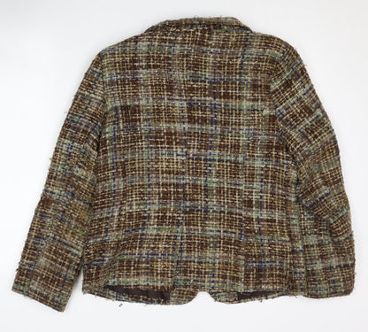Patrick Paris Women's Brown Plaid Bouclé Blazer Size 16
