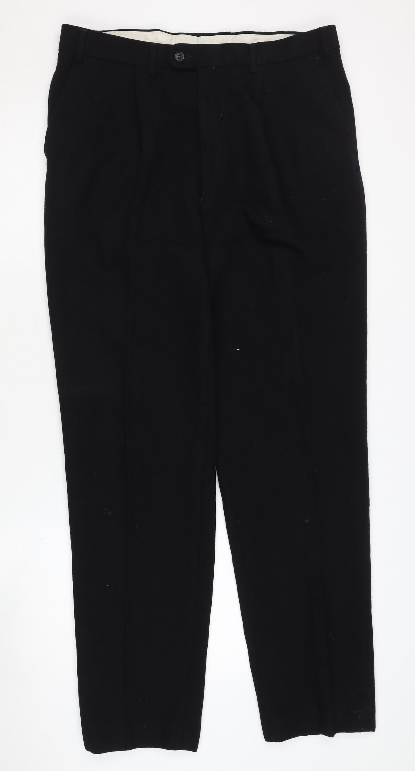 Mens UK Size 36L Cecil Gee Regular Fit Formal Black Trousers