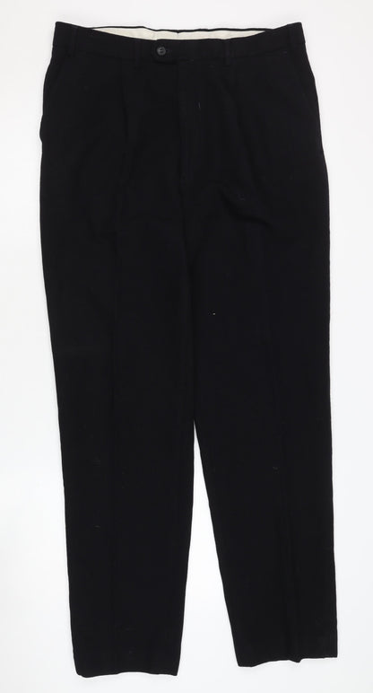 Mens UK Size 36L Cecil Gee Regular Fit Formal Black Trousers