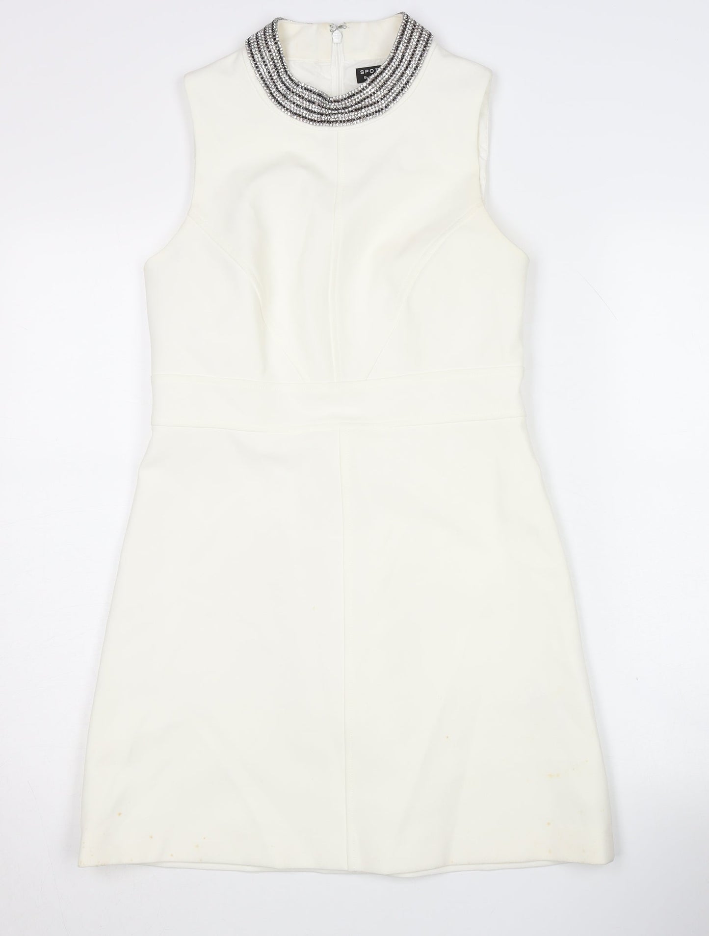 Warehouse Women's Ivory Sheath Dress Size 10 Beaded