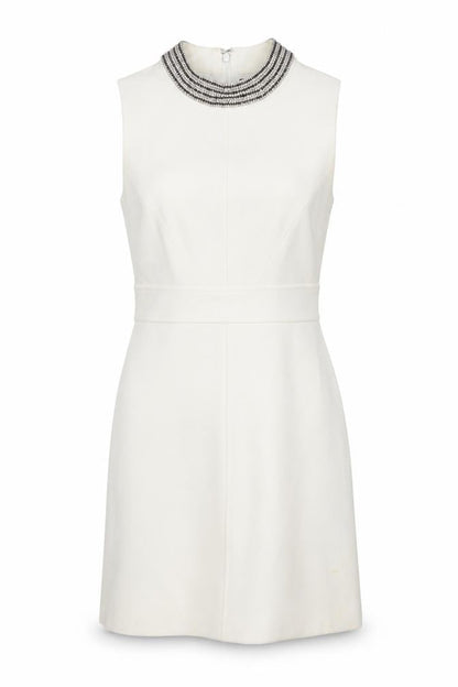 Warehouse Women's Ivory Sheath Dress Size 10 Beaded