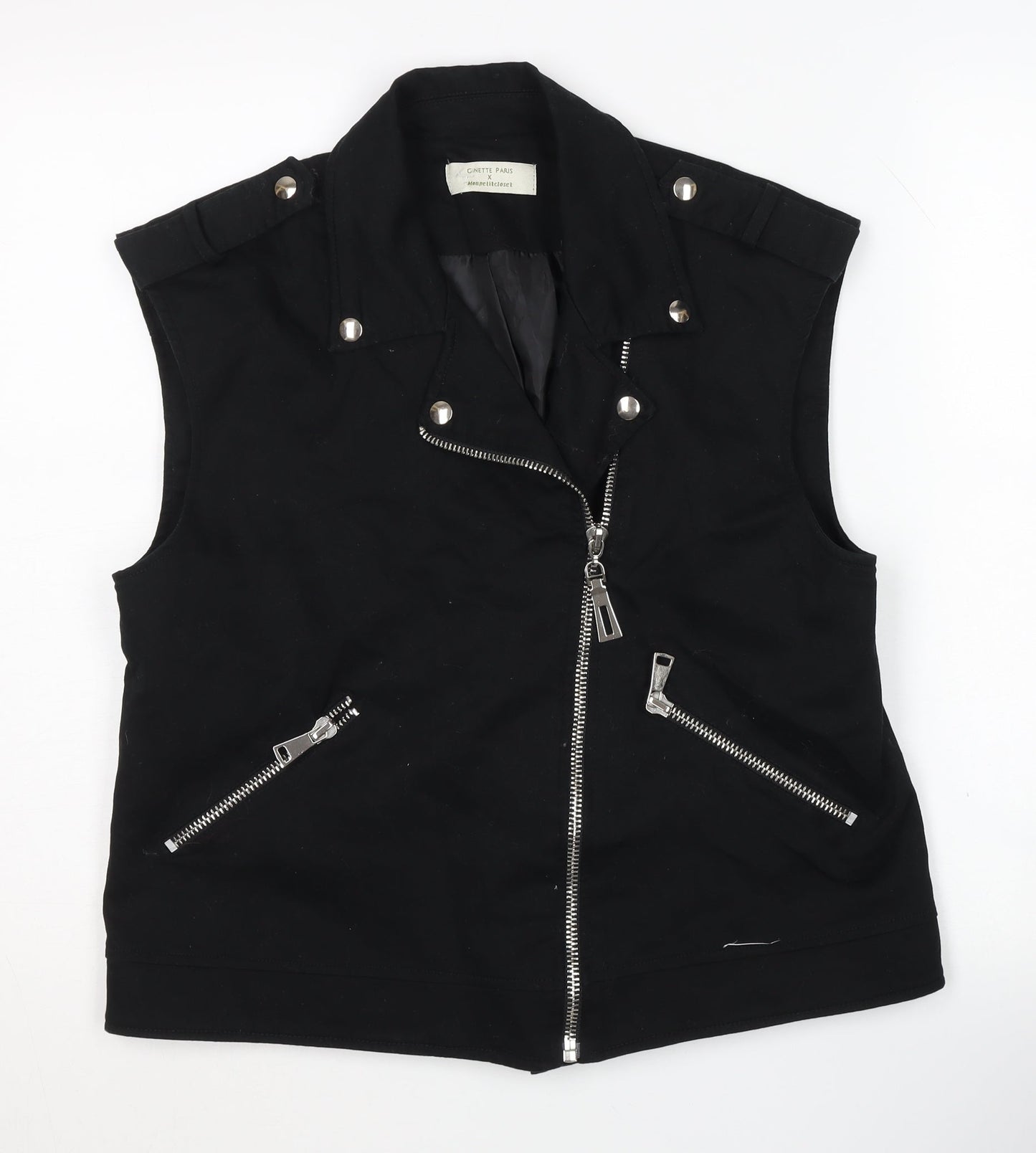 Ginette Paris Women's Black Biker Waistcoat, Size 1