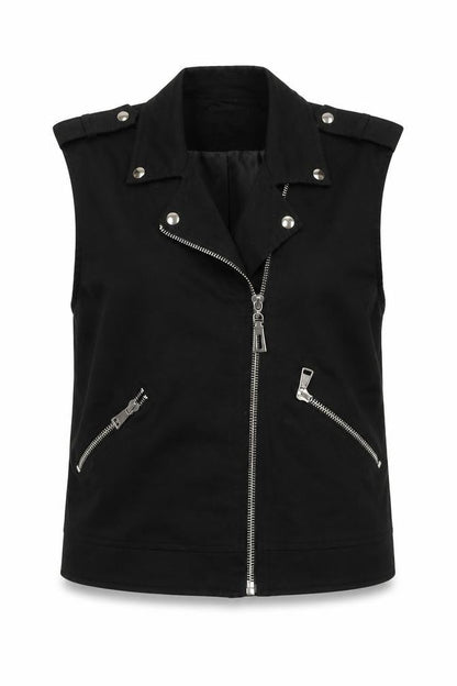 Ginette Paris Women's Black Biker Waistcoat, Size 1