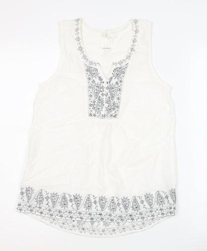 Womens UK Size 8 Fat Face White Basic Blouse