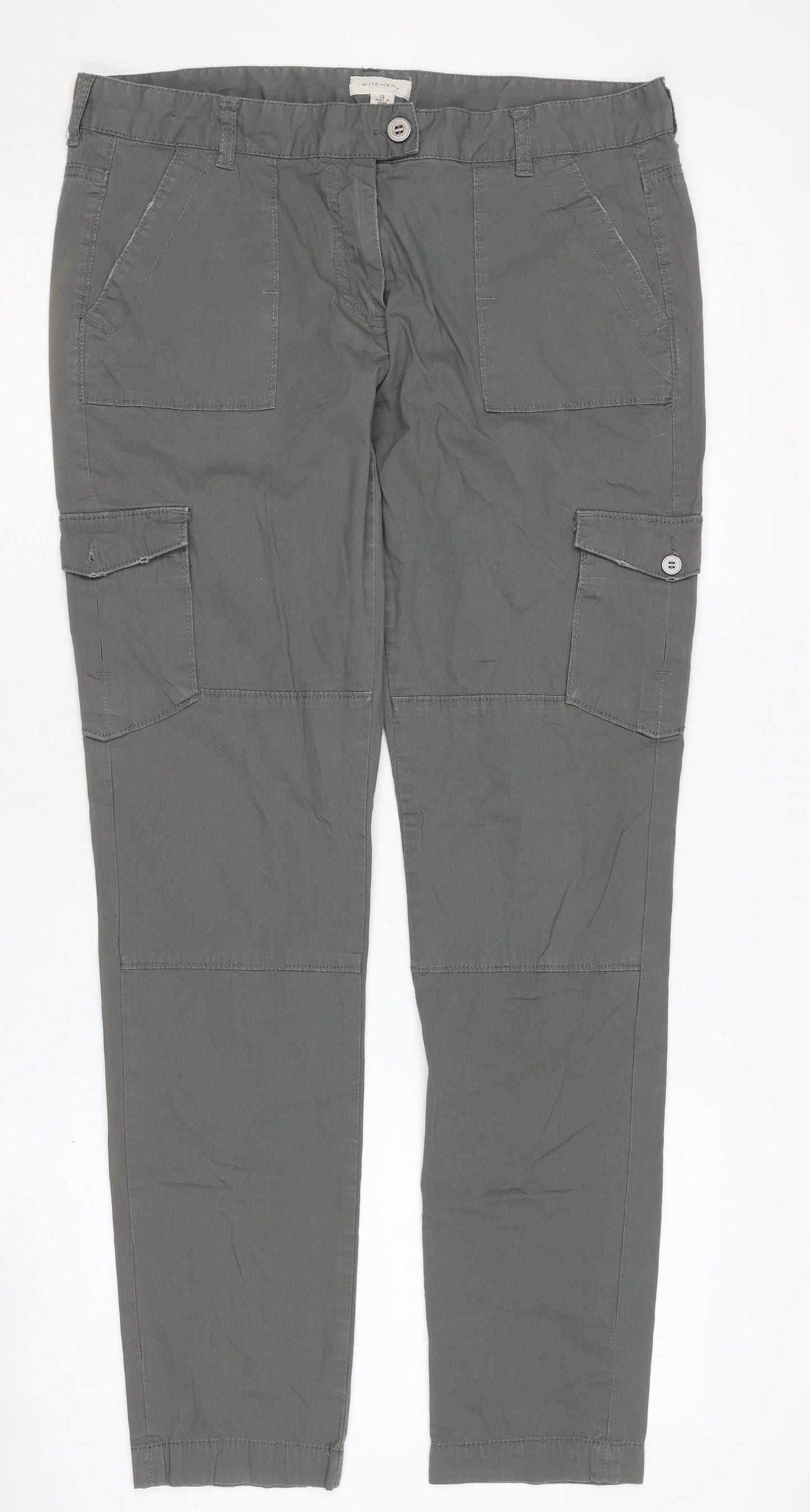 Witchery Women's Grey Cargo Trousers Size 12 Cotton