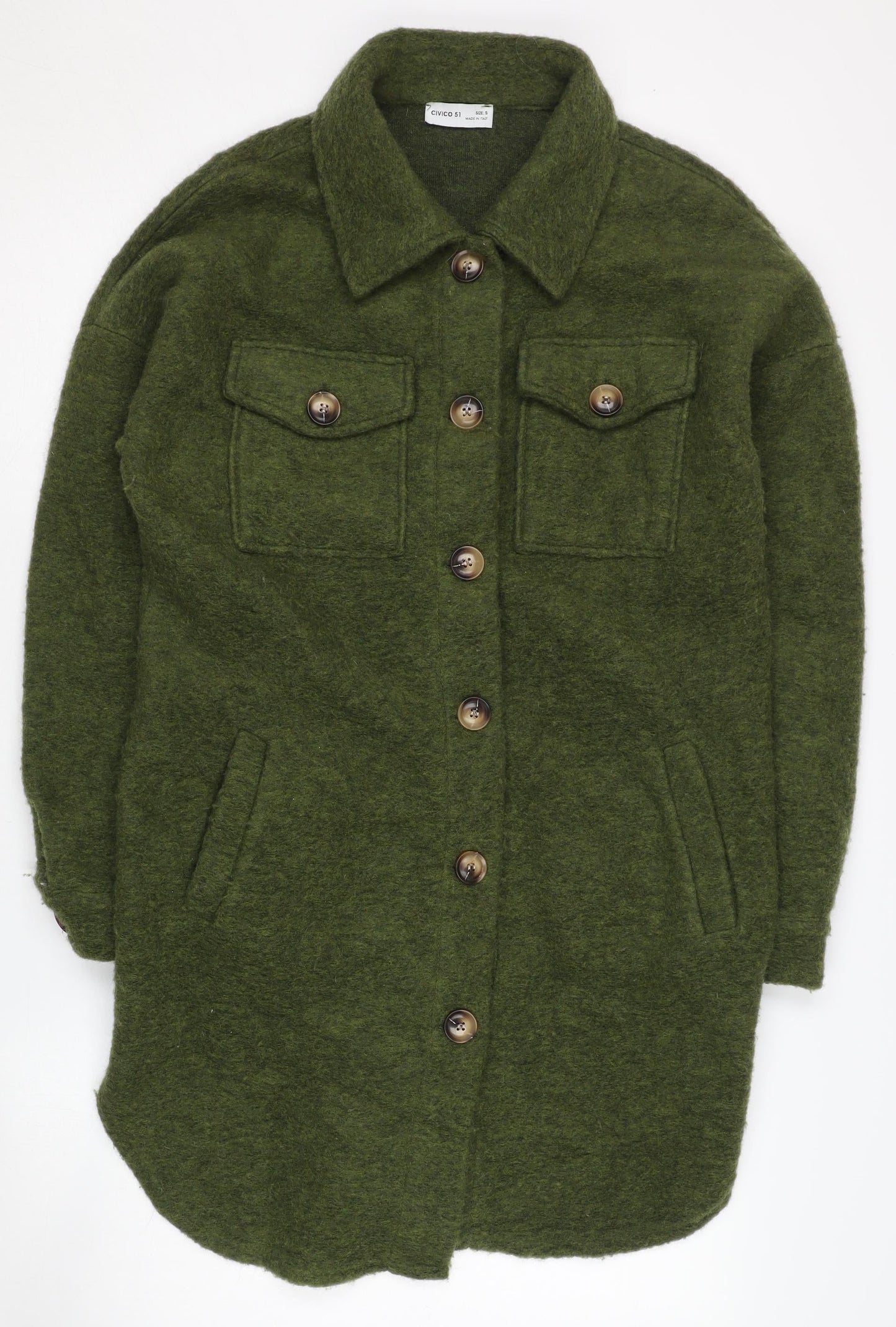Civico 51 Women's Green Long Coat, Size S