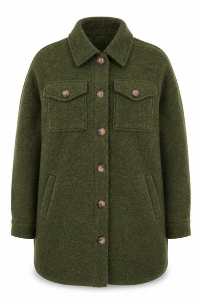 Civico 51 Women's Green Long Coat, Size S