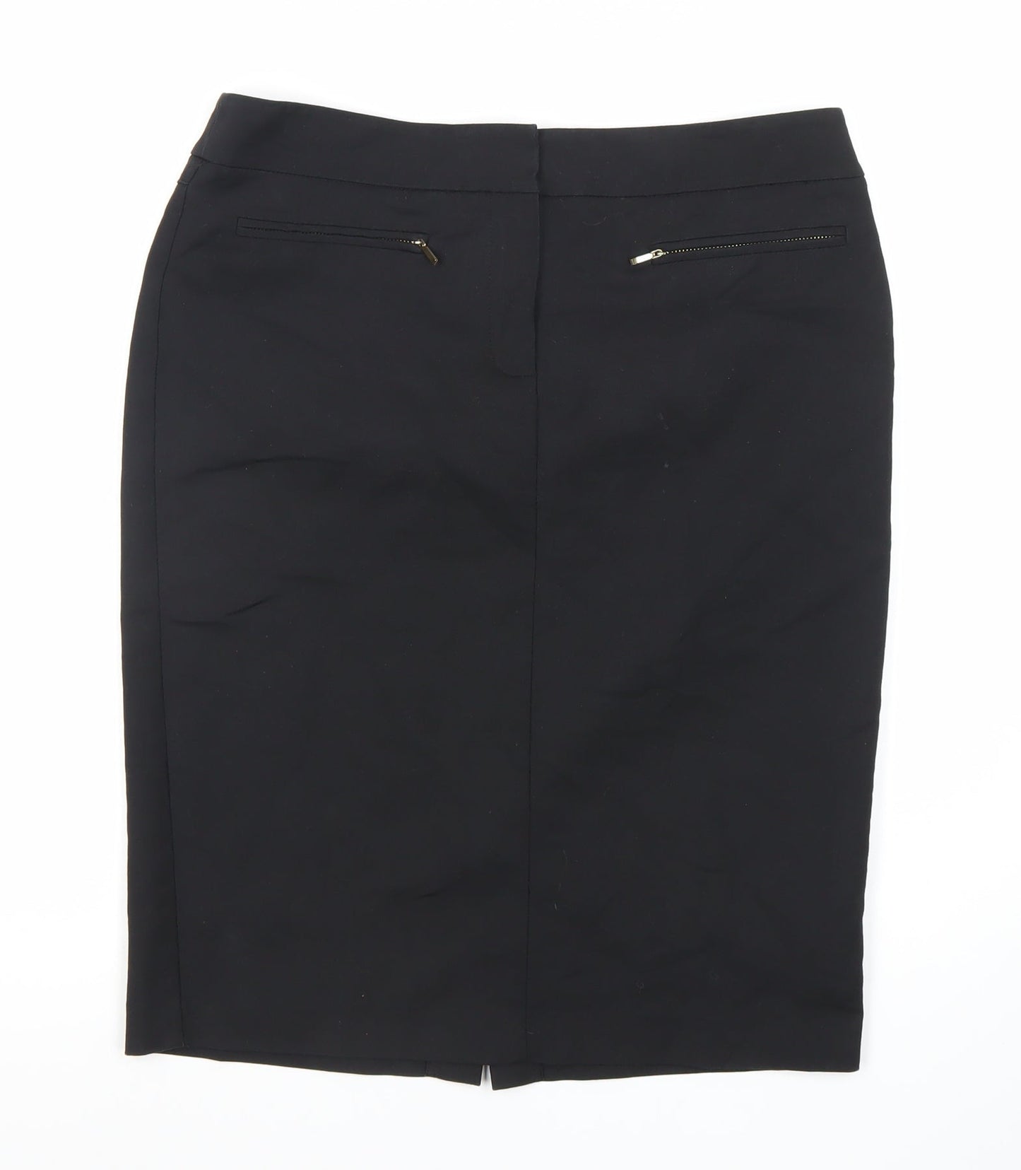 Next Women's Black Pencil Skirt, Size 12, Zip Accents