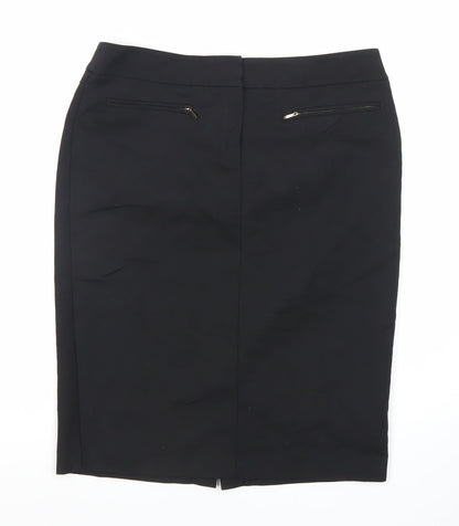 Next Women's Black Pencil Skirt, Size 12, Zip Accents