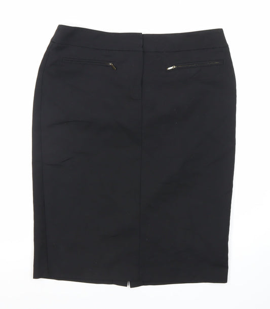 Next Women's Black Pencil Skirt, Size 12, Zip Accents