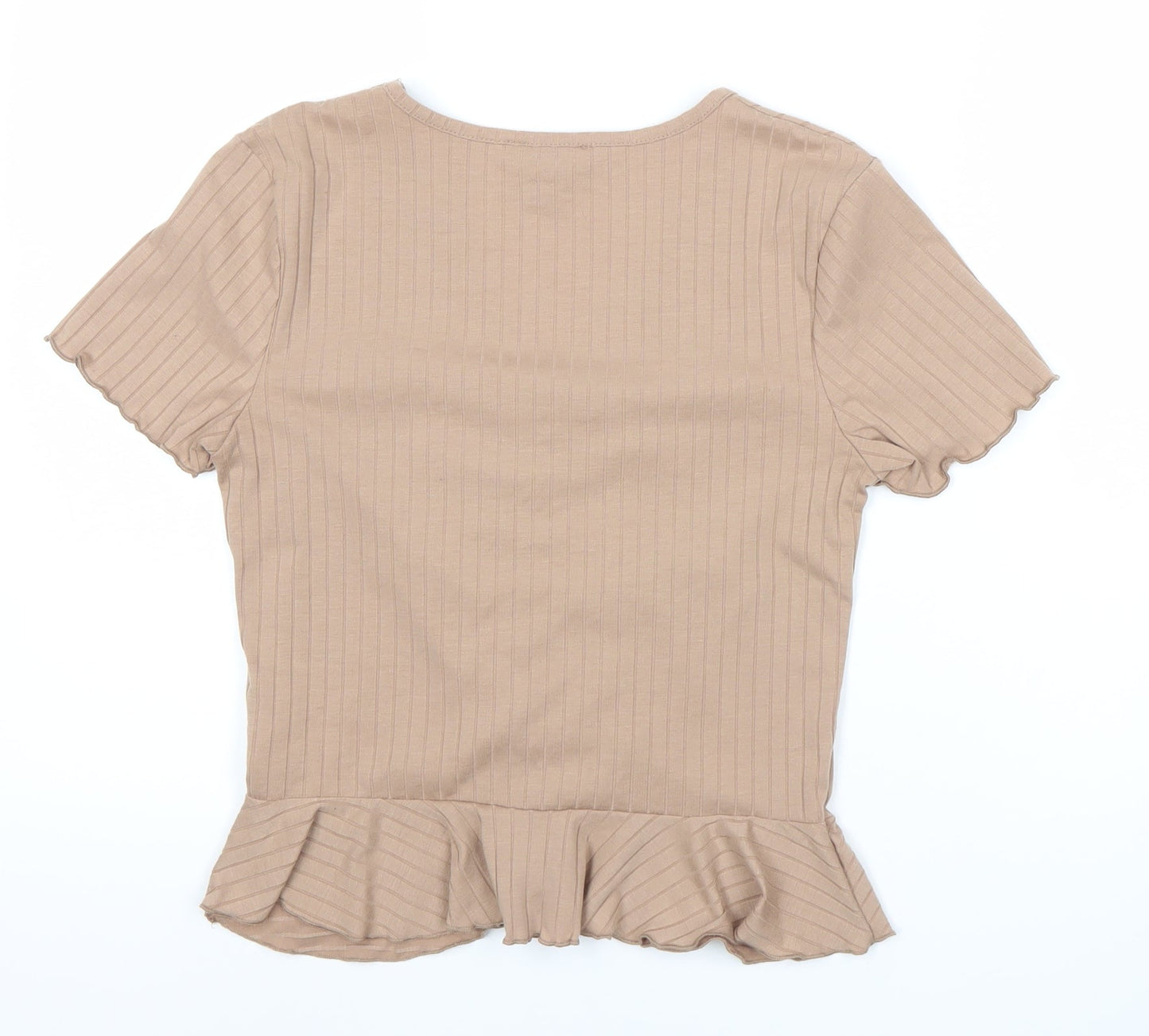 New Look Girls Brown Short Sleeve V-Neck T-Shirt, Size 14-15