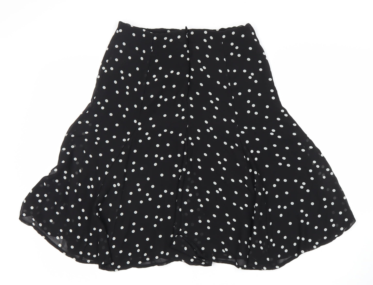 Marks and Spencer Women's Black Polka Dot Skirt Size 10