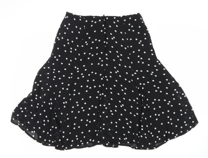 Marks and Spencer Women's Black Polka Dot Skirt Size 10