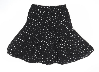 Marks and Spencer Women's Black Polka Dot Skirt Size 10