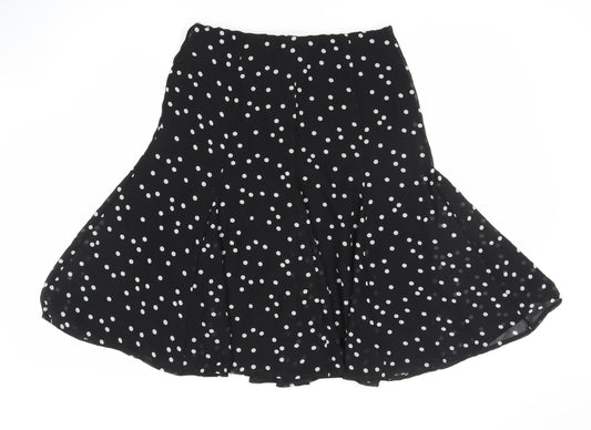 Marks and Spencer Women's Black Polka Dot Skirt Size 10