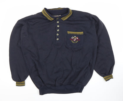 Pierre Leon Blue Unisex Henley Sweatshirt XL