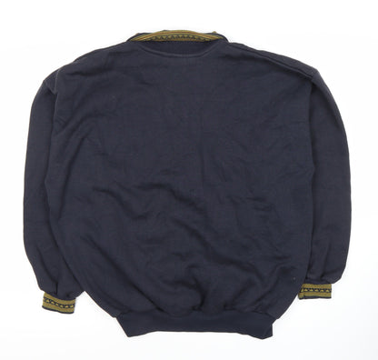 Pierre Leon Blue Unisex Henley Sweatshirt XL